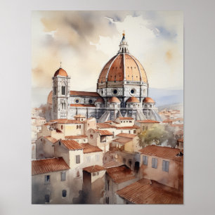 Póster Florence Italy Watercolor Art Print Poster
