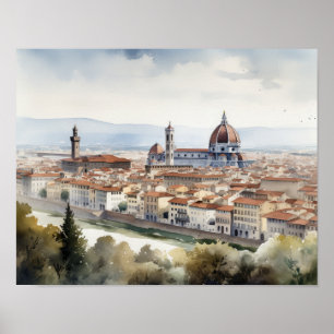 Póster Florence Italy Watercolor Art Print Poster