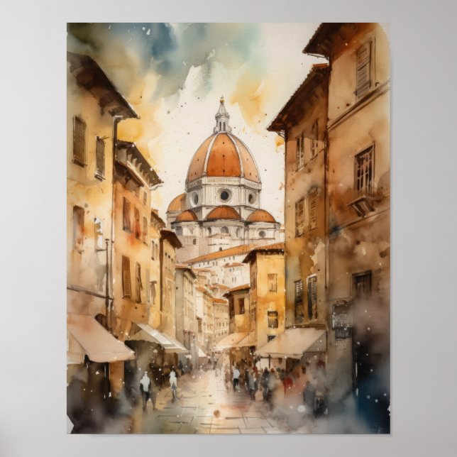 Póster Florence Italy Watercolor Art Print Poster (Frente)