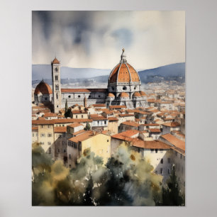Póster Florence Italy Watercolor Art Print Poster