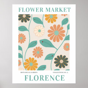 Póster Florencia del mercado de las flores modernas Flore