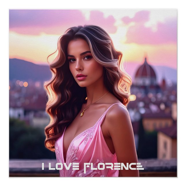 PÓSTER FLORENCIA - ITALIA - AMO FLORENCIA (Anverso)