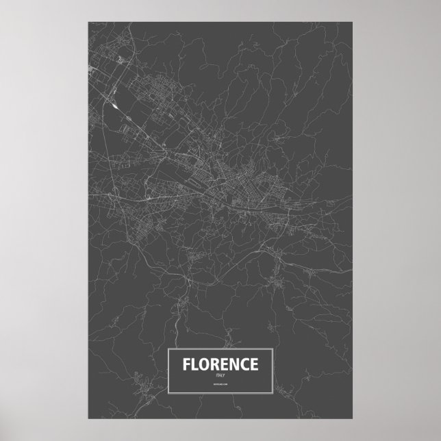 Póster Florencia, Italia (blanco sobre negro) (Frente)