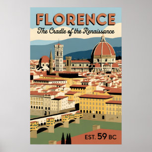 Póster Florencia Italia Ciudad Retro Paisaje Viaje