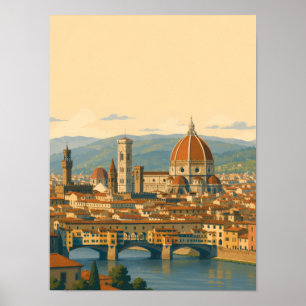 Póster Florencia Italia Duomo Viaje Vintage