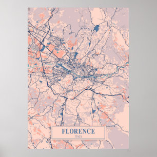 Póster Florencia - Italia Mapa de la ciudad de Breezy