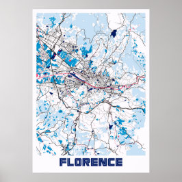 Póster Florencia - Italia Mapa de la ciudad de la leche d