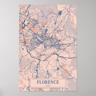 Póster Florencia Italia Mapa de la Ciudad Ventosa Viajes