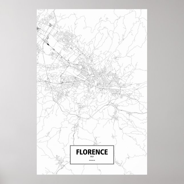 Póster Florencia, Italia (negro sobre blanco) (Frente)
