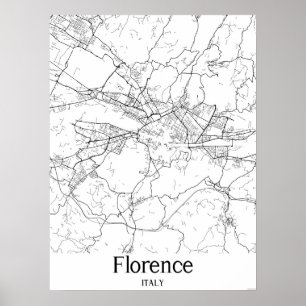 Póster Florencia Italia Poster de Mapa de Ciudad Blanca y