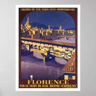 Póster Florencia, Italia, poster de viajes vintage