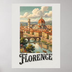 Póster Florencia Italia Viaje Vintage