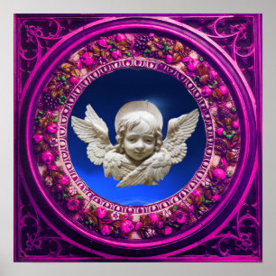 PÓSTER FLORENTINA RENACIMIENTO ANGEL CON CORONA FLORAL