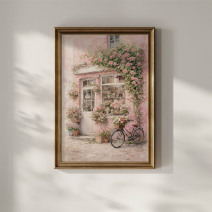 Póster Florería con Bicicleta