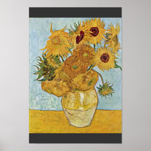 Póster Florero con 12 girasoles de Vincent van Gogh