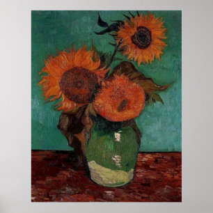Póster florero con tres girasoles, van Gogh