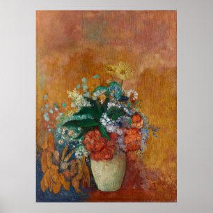Póster Florero de pintura al óleo del francés de Odilon