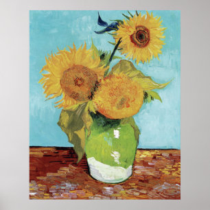 Póster Florero de Vincent van Gogh con tres girasoles