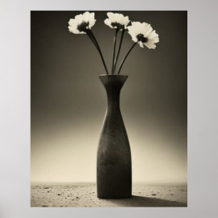 Póster florero negro y blanco
