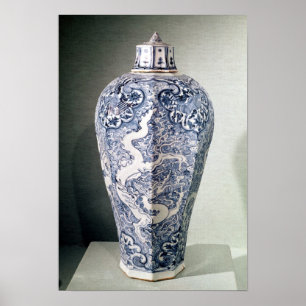 Póster Florero octagonal de "Mei- P'ing" con blanco