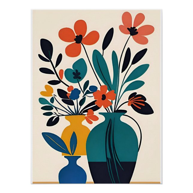 Póster Floreros de estilo Matisse (Anverso)