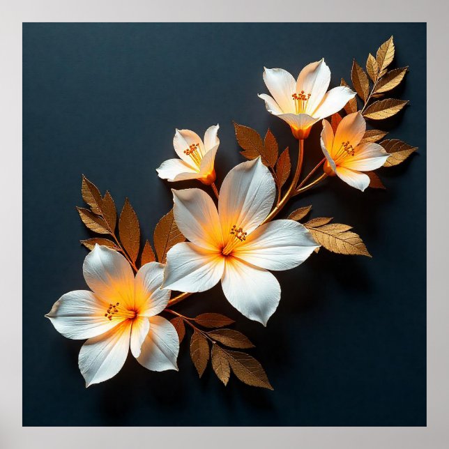 Póster Flores 3D coloridas (Frente)