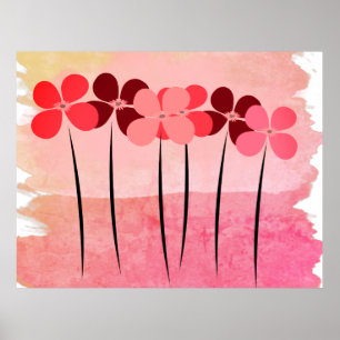 Póster Flores Abstractas En Rosa