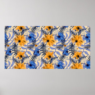 Póster Flores abstractas patrón sin soldadura