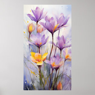 Póster Flores acuarelas