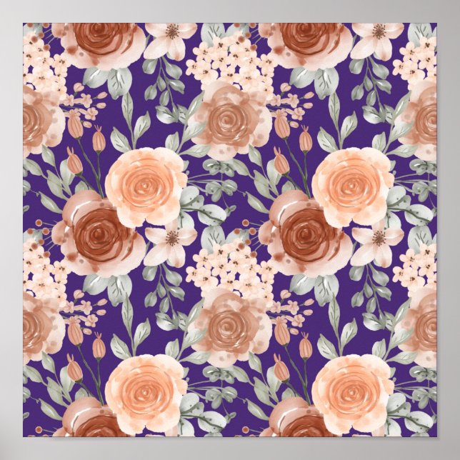 Póster Flores acuarelas de moda (Frente)