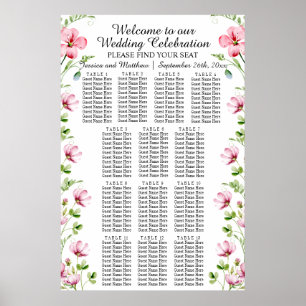 Póster Flores acuáticas 13 mesas Boda Asiento