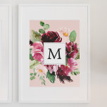 Póster Flores acuáticas modernas monogramadas<br><div class="desc">Flores acuáticas modernas monogramadas</div>