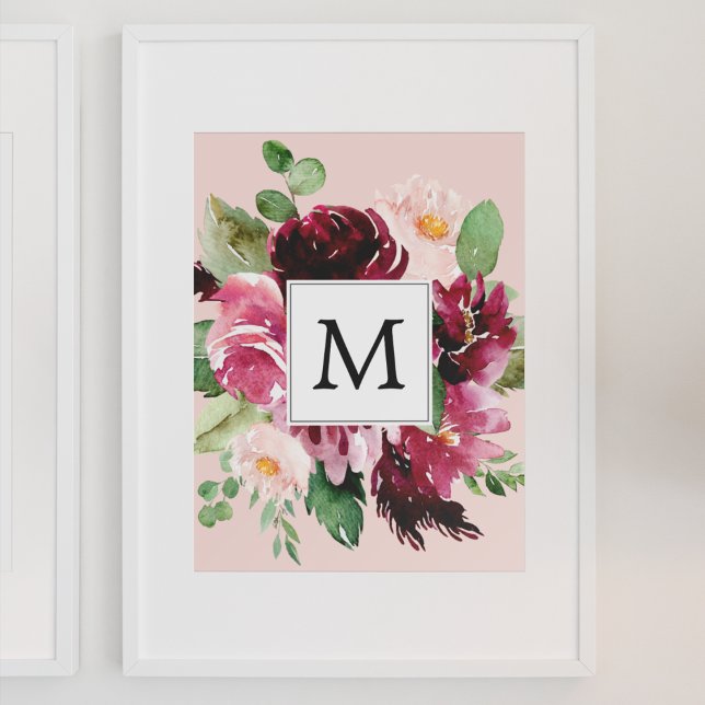 Póster Flores acuáticas modernas monogramadas (Subido por el creador)