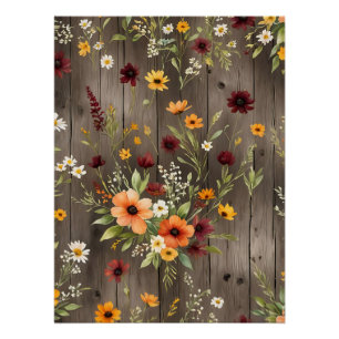 Póster Flores acuáticas rusticas con flores silvestres