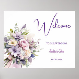 Póster Flores acuáticas. Signo de bienvenida boda.