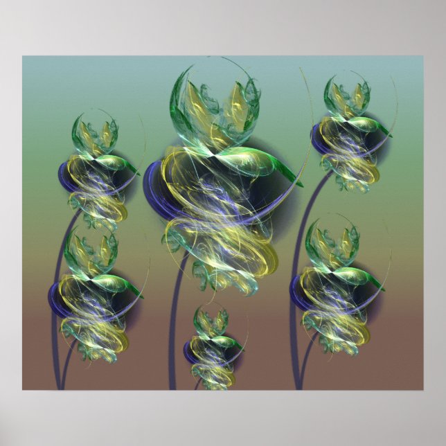 Póster Flores alienígenas utópicas (Frente)