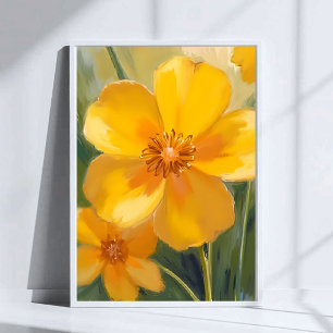 Póster Flores Amarillas Acuarela Floraciones de Primavera