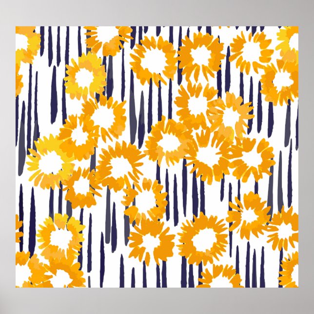 Póster Flores amarillas: cosecha pintada a mano (Frente)