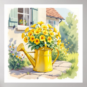 Póster Flores amarillas en lata de agua
