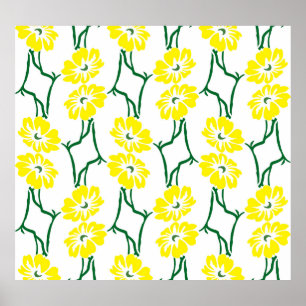 Póster Flores Amarillas: Modelo ilustrado sin foco