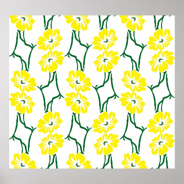 Póster Flores Amarillas: Modelo ilustrado sin foco (Frente)