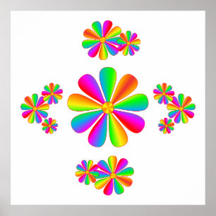 Póster Flores arcoiris