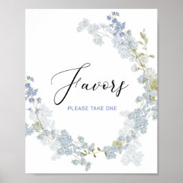 Póster Flores azul delfino Baby Sho