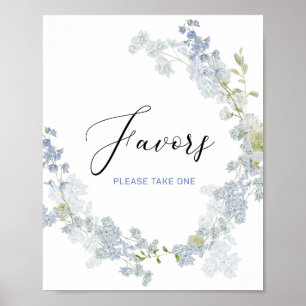 Póster Flores azul delfino Baby Sho