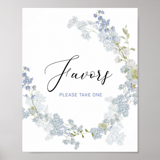 Póster Flores azul delfino Baby Sho (Frente)