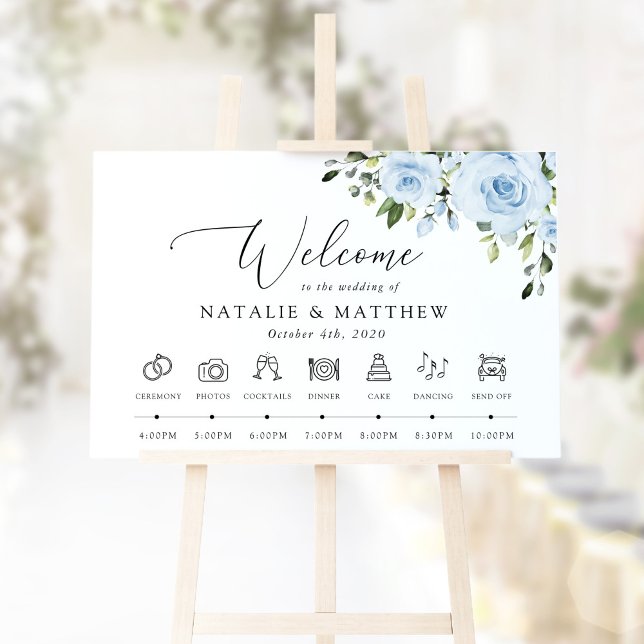 Póster Flores azul turbias, Boho, bienvenida Boda (Subido por el creador)
