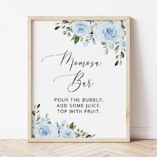 Póster Flores azul turquesa, vegetación, boho, bar Momosa