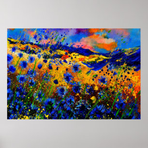 Póster flores azules 0746