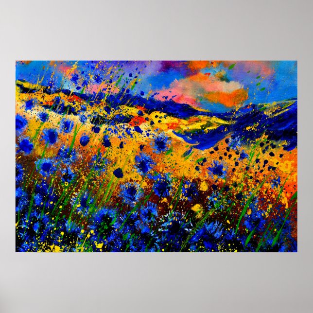 Póster flores azules 0746 (Frente)