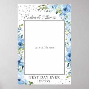 Póster Flores azules claras eucalipto boda de foto de pro